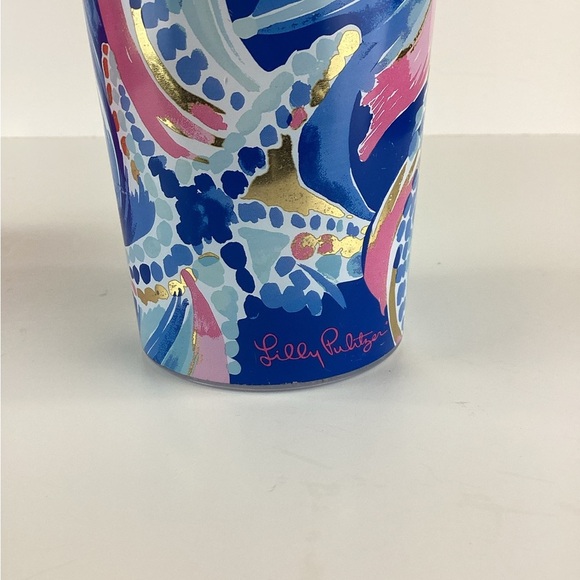 NWOT Lilly Pulitzer Reusable Cold Drink Tumbler with Straw in Ocean Jewel - Picture 6 of 11